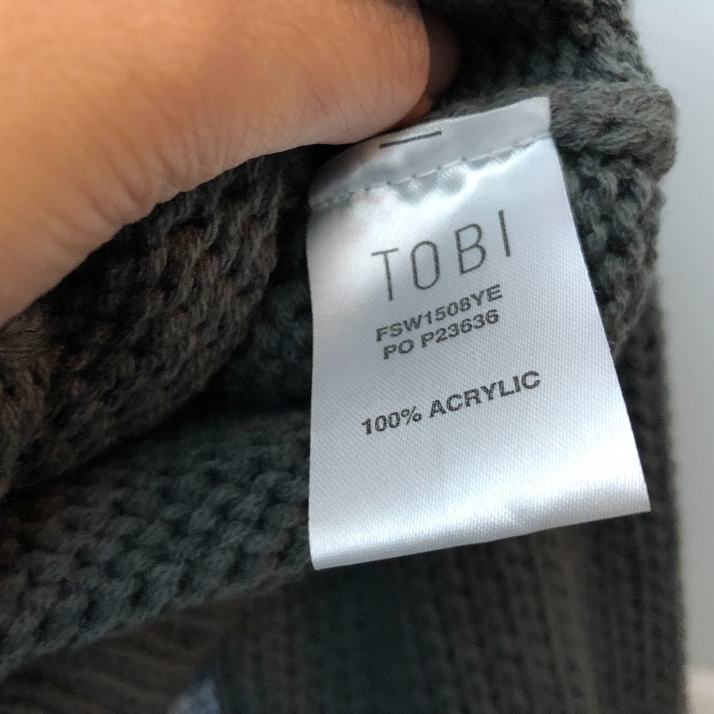 Tobi Small Gray Crop Sweater Thumbholes - Picture 4 of 7